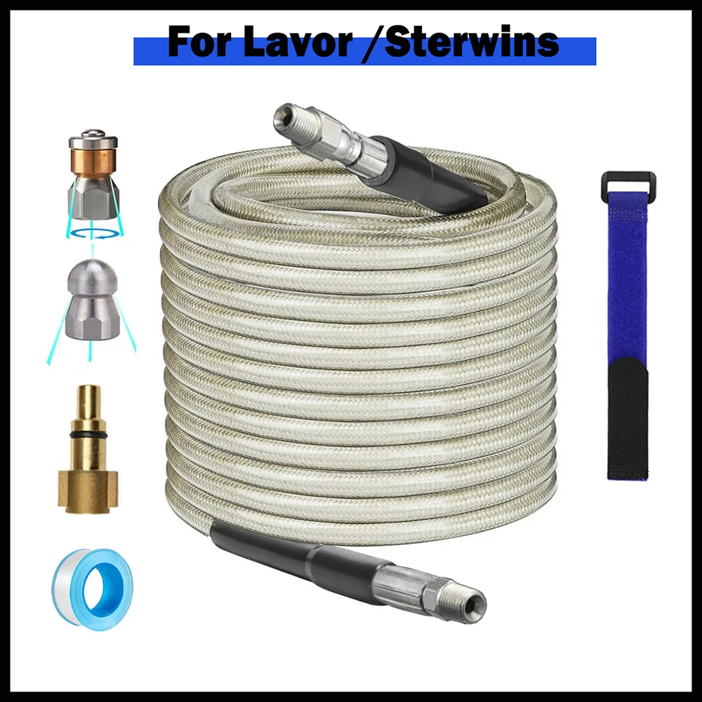 Pressure Washer Hose Sewer Jetter Kit 1/4 BSP Button Nose Rotating Sewer Jetting Nozzle For Lavor /Sterwins Pressure Washer Pipe