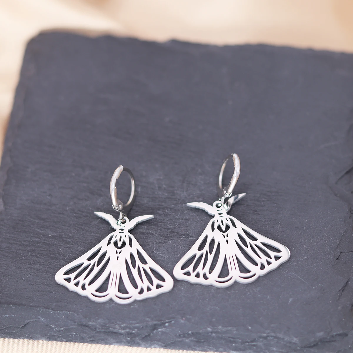 Kinitial Stainless Steel Death Moth Sun Moon Snake Mushroom Cactus Hamsa Hand Horse Earrings For Women Trendy Piercing Jewelry - view 3
