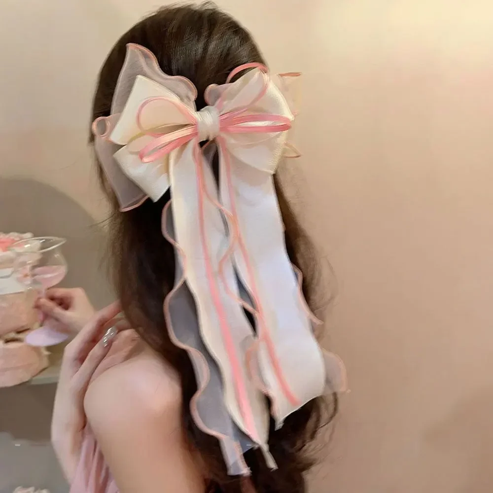 Elegante große Haarspangen mit Spitze und Schleifenband für Frauen und Mädchen, Valentinstag- und Hochzeitsaccessoires – Detail 4
