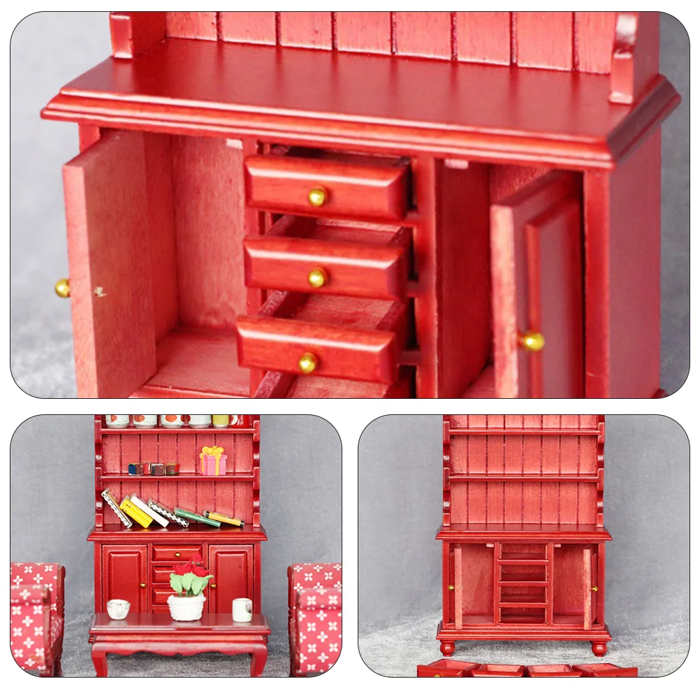 Półka Mini Pionowa Szafka Kredens Dziecięca Regał na Książki Skala 1:12 Meble Drewniany Domek Kuchnia