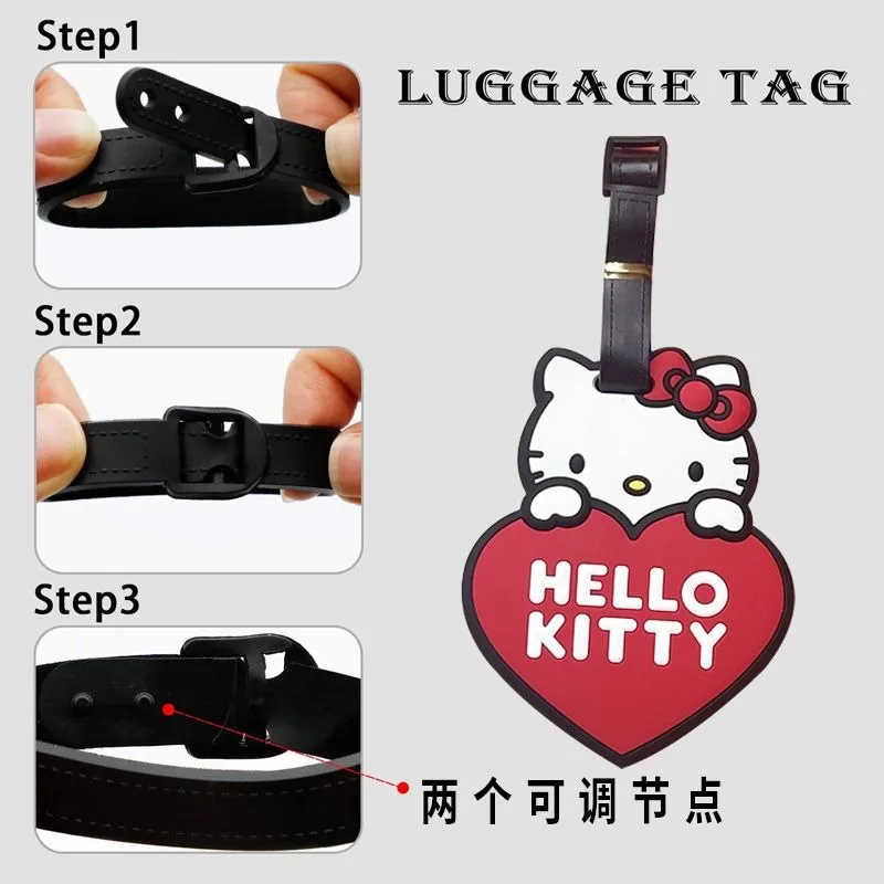 Anime Sanrio Hello Kitty Cartoon Cute Doll Model Luggage Tag Travel Accessories Portable Tag Identification Children\'s Toys