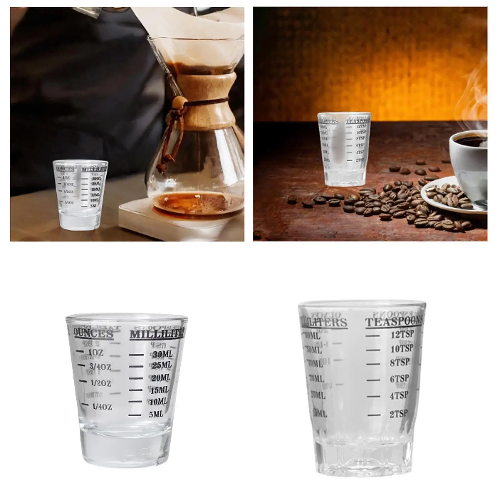 Espresso Shot Glasses Measuring Cup Heavy Glass Wine Glass for Bartending for Wine Coffee Extraction Whisky Flours Cocktail