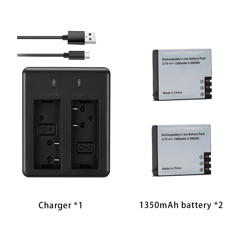 CERASTES-batería recargable para Cámara de Acción V39 V35 V316, 3,7 V, 1350mAh, 2 unidades por lote