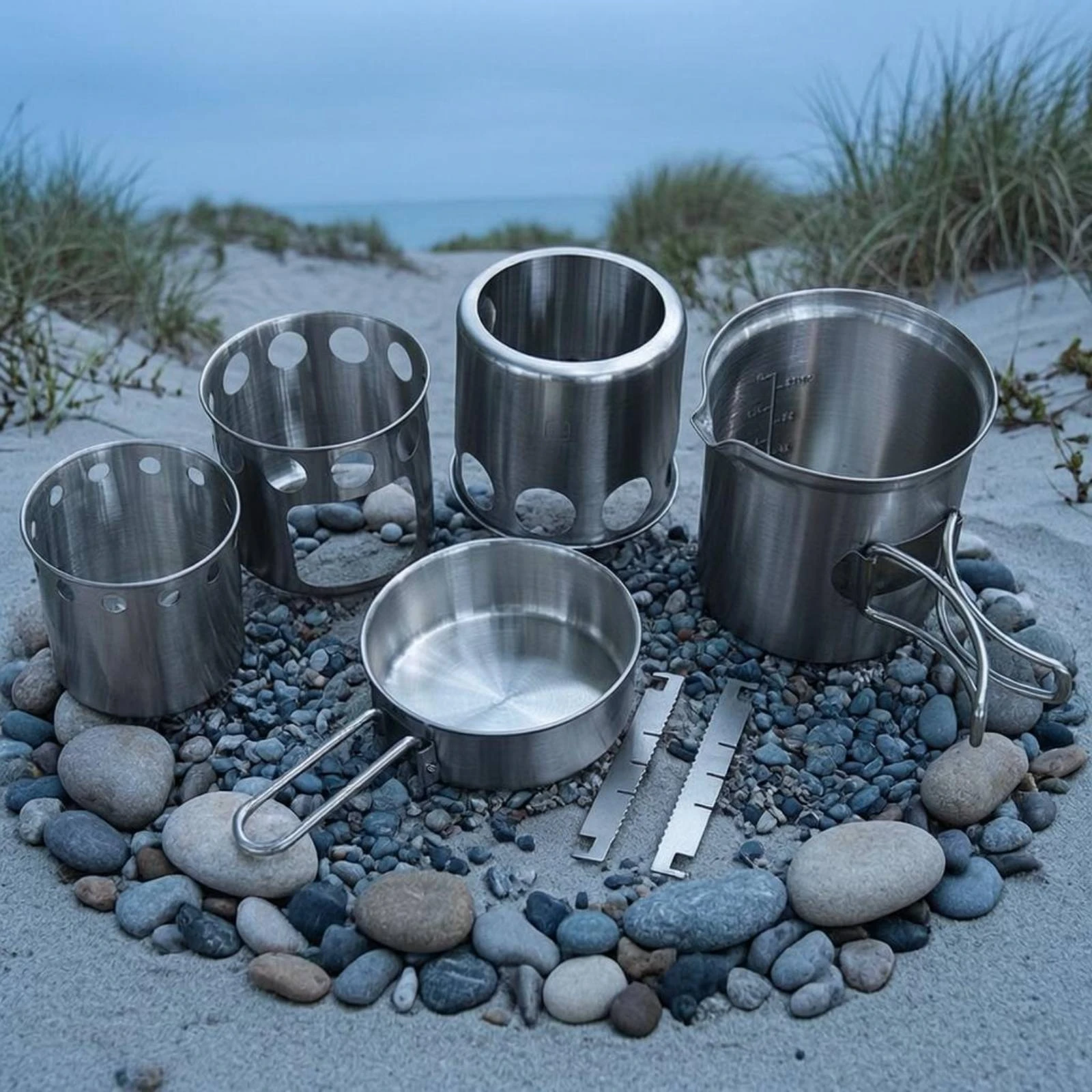 Edelstahl-Feuerholzheizungsset – Camping Cooking Pot Set Bewertung und Preis