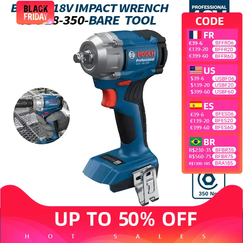 BOSCH GDS 18V-350 Cordless Impact Wrench 3-Gear Torque Adjustment Impact Driver Torque Wrench Bosch Power Tools GDS18V-350