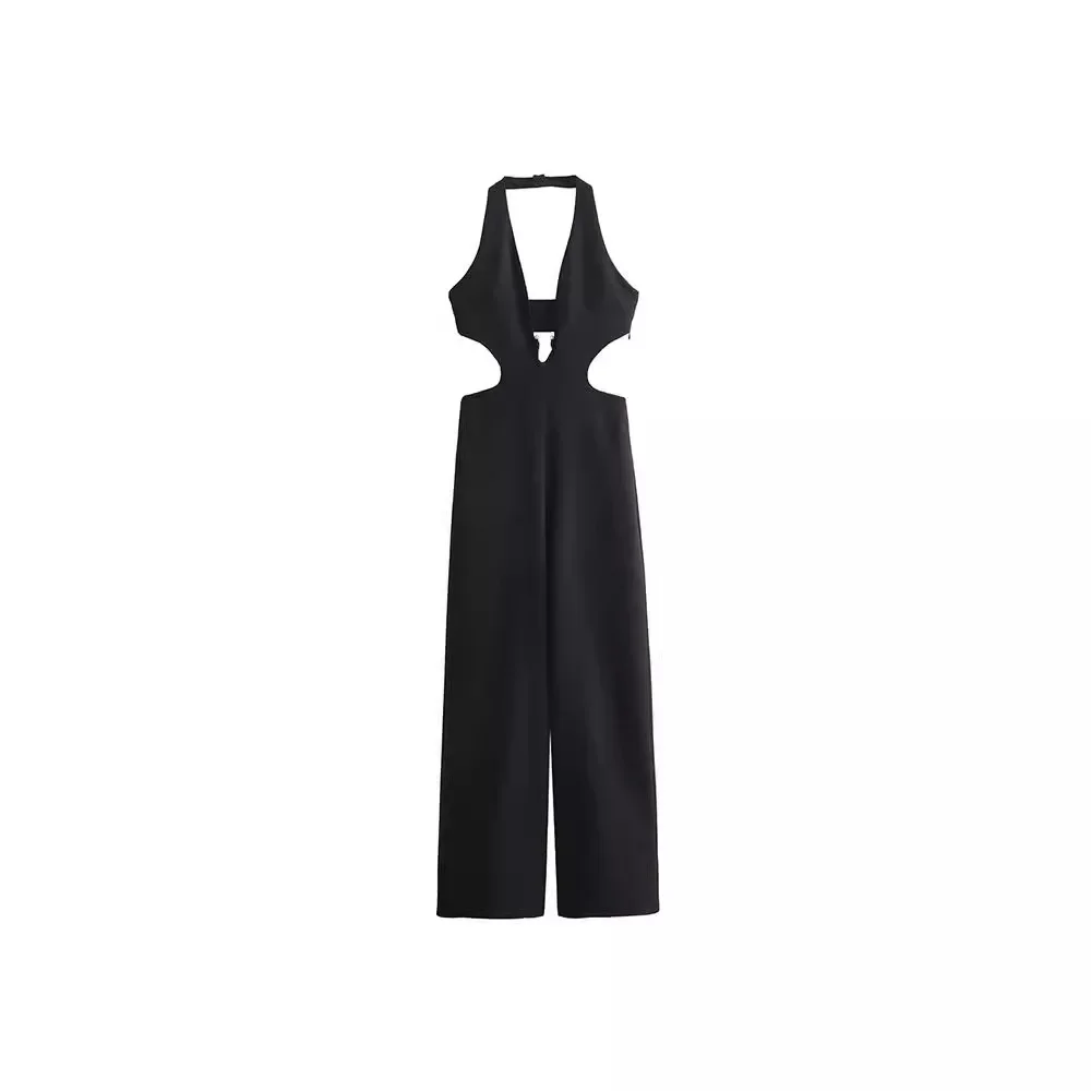 Off Shoulder Long Jumpsuits Woman 2024 Summer Women Hanging Neck Sexy Sleeveless Long Jumpsuit Woman Streetwear Romper