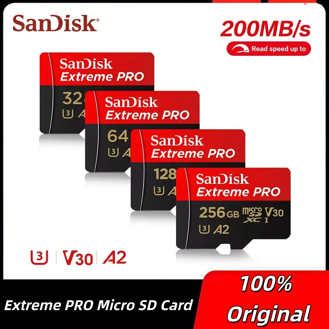 

Оригинальная карта памяти SanDisk Extreme PRO Micro SD 512 ГБ A2-U3, TF-карта 32 ГБ A1, 64 ГБ, 128 ГБ, 256 ГБ U3 A2 V30, высокоскоростная флеш-карта
