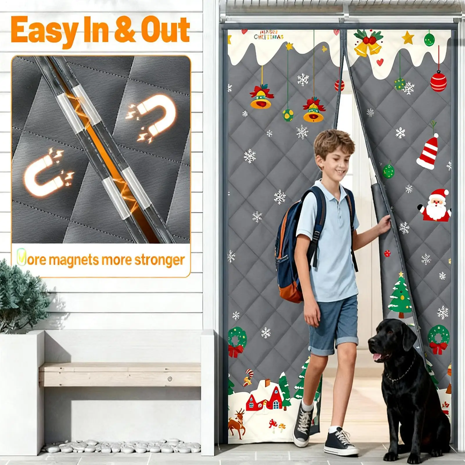 

Winter Door Curtains Windproof Thicken Barrier Magnetic Door Curtains For Home Patio Room Protection Doorway Doorway Apartment