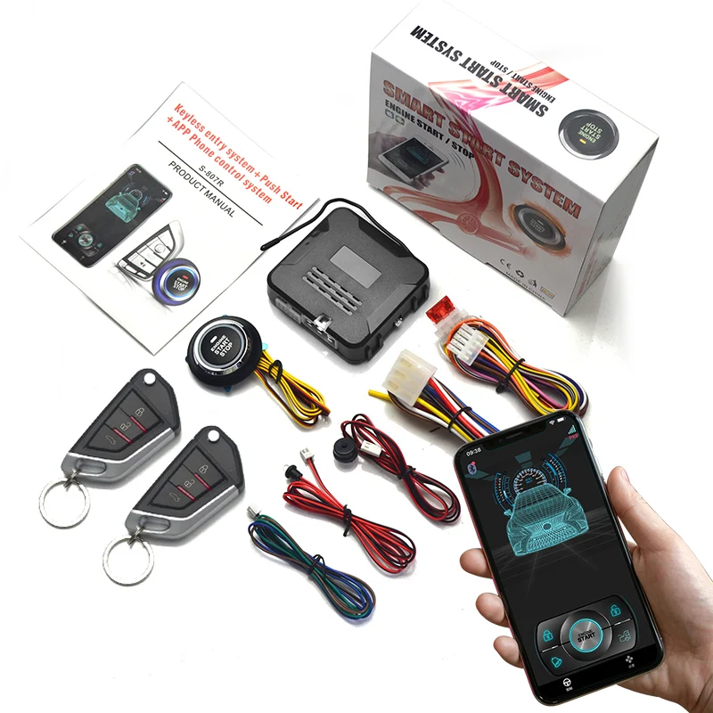 Smart Keyless Entry System Remote Start Stop Car Ignition Bluetooth APP Control Anti Theft Alarm Universal Fit for All Cars SUVs