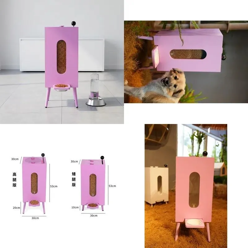 Vintage Wooden Pet Feeder Handmade Dog Food Dispenser Cabinet Large Capacity Pet Food Storage Box Home Style Factory