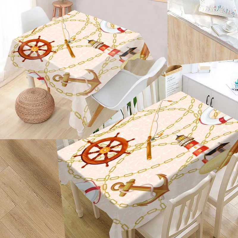 Cartoon Fish Marine Life Tablecloth Art Kitchen Dining Table Decoration Home Rectangular Party Table Covers More Size 0524