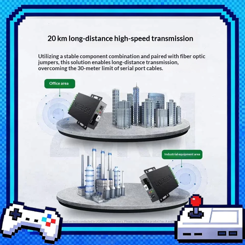 UGREEN 80736 CM365 RS232 RS422 RS485 Serial to Fiber Optic Converter Transceiver Modem Extender Industrial Adapter