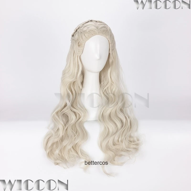 Medieval Ceremonial Dress Daenerys Woman Dragon Mother Queen Targaryen Anime Cosplay Gray Clothes Blonde Wig Halloween Roleplay view 6