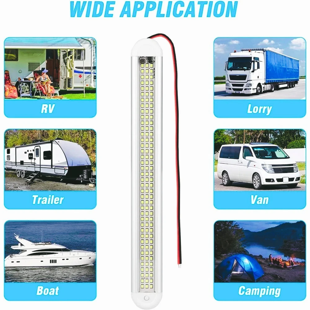 Barra  luz interior LED  12v, 120LED 8W DC 12-85, con interruptor  encendido/apagado, luces LED  12v para remolque RV, Camper, b