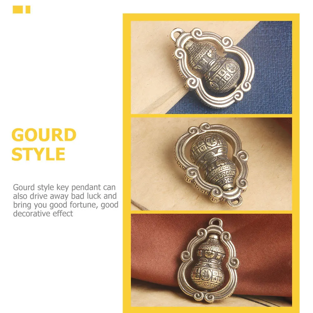 

2Pcs Brass Gourd Keychain Pendant Decorative Charms DIY Home Auspicious Ornament Good Fortune Keychain Pendant