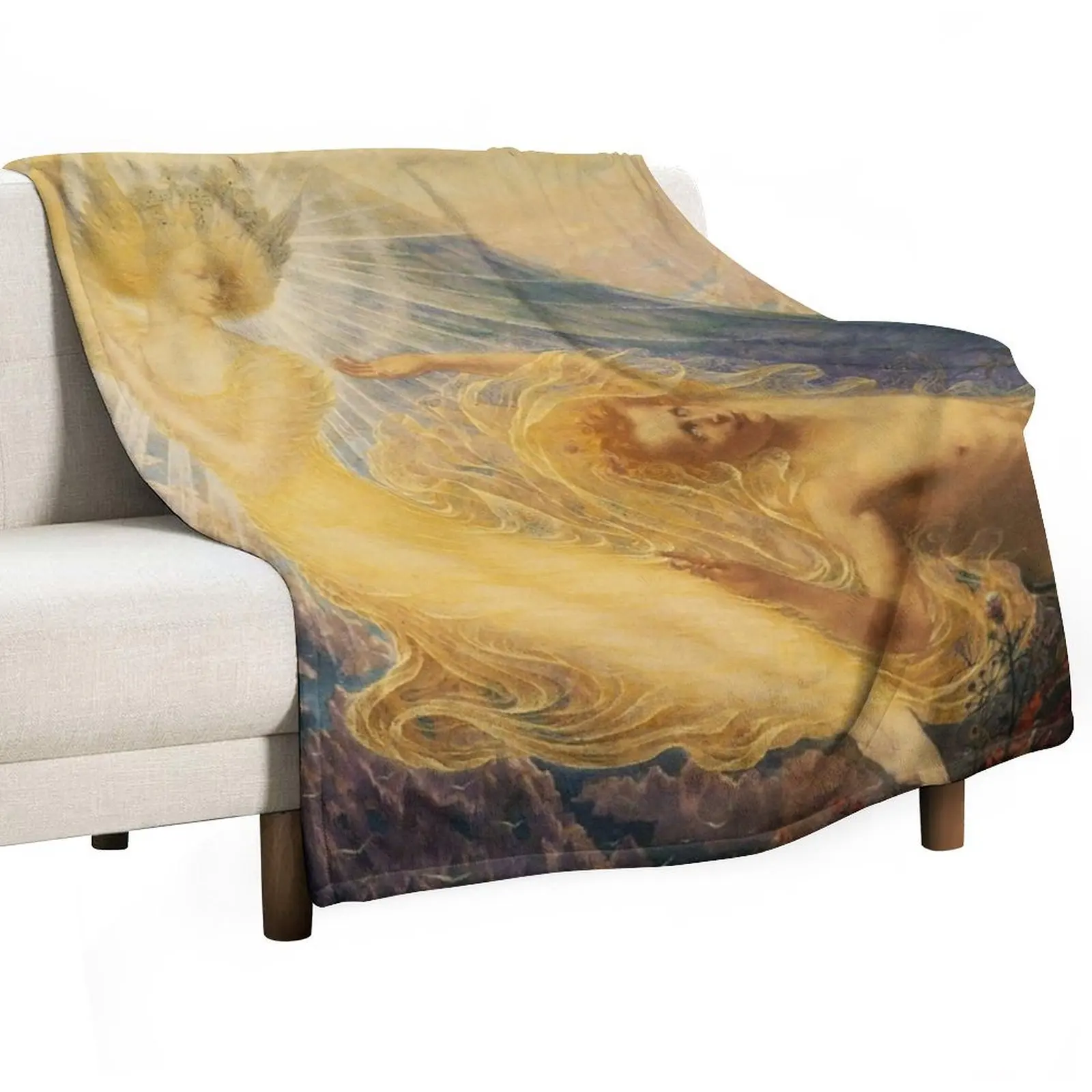 Angel of Splendors - Jean Delville Throw Blanket For Sofa Thin Luxury Thicken Quilt Flannels Blankets