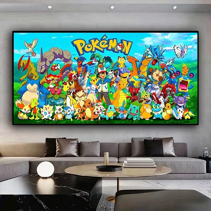 Pokémon Canvas Decorative Painting Frameless Cartoon Printing Pikachu ‌Charizard Raichu Eevee Room Decoration Poster HolidayGift - view 6