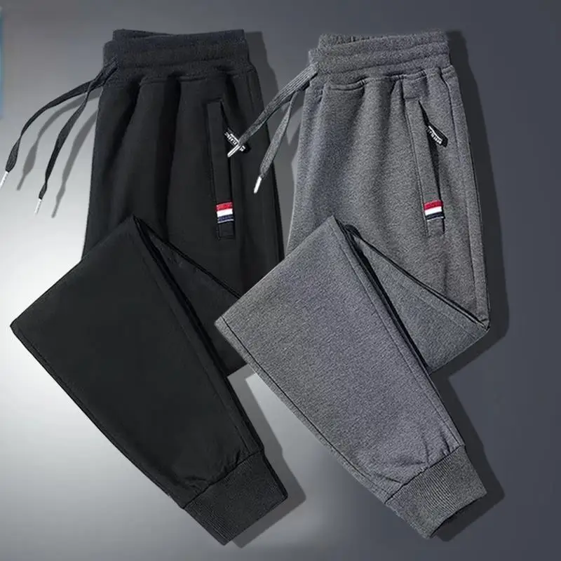 Spring 2026 Men's Loose Fit Sport Pants Casual Sweatpants Large Size Durable Long Trousers Zipper Youth Active Style