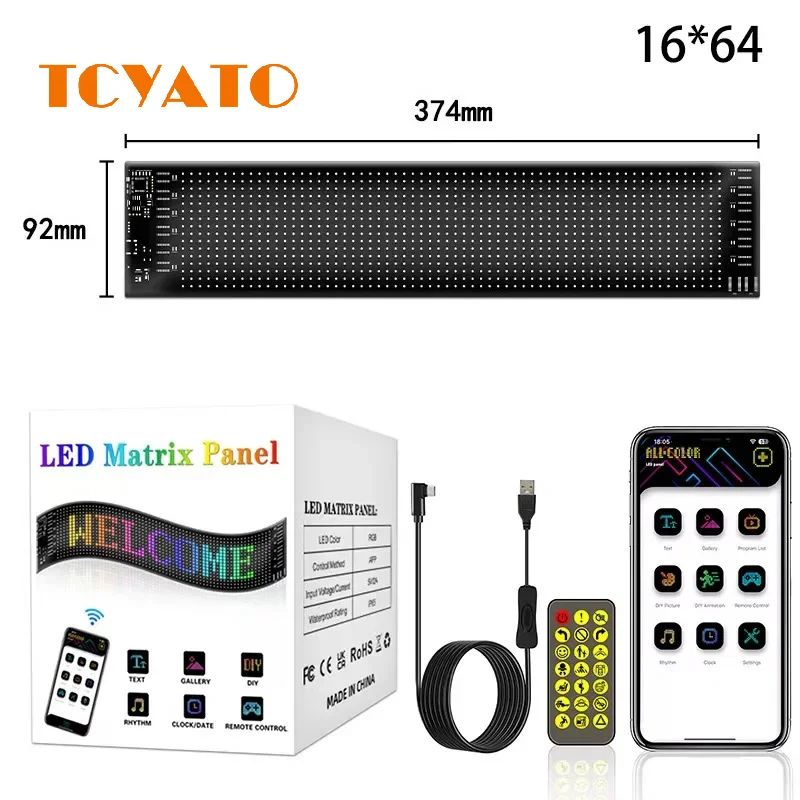 TCYATO  Car Soft Screen USB Car Flexible Advertising Screen APP Bluetooth Showcase Glass Devil's Eye Display Screen