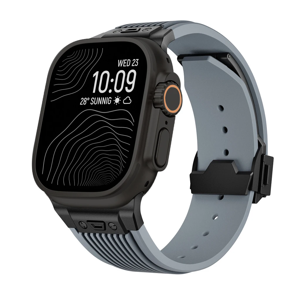 

Silicone Strap for Apple watch ultra 2 band 49mm Metal buckle Smartwatch correa bracelet iwatch Series 9 8 7 SE 10 46 45 44 42mm
