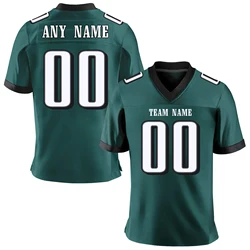 Custom Green Black White American Football Jersey Personalized Printed Name Number Team Uniform Fans Gift for Adults Kids