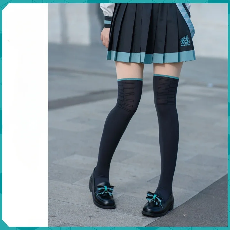 Hatsune Miku Stockings Dress Anime Peripheral Cute Cartoon Short Skirt Girly Heart Japanese Kawaii Jk Sweet Gift for Friends