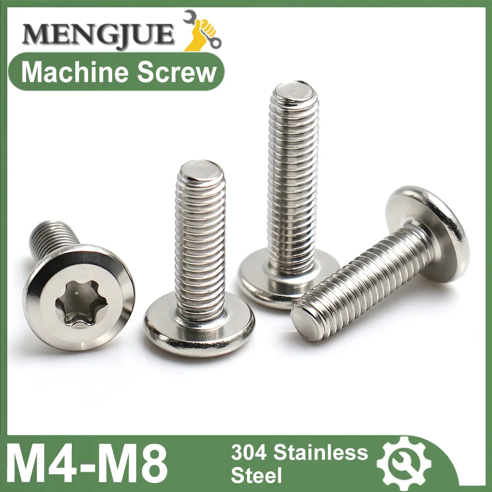 304 Stainless Steel Torx Six-Lobe Low Profile Flat Chamfered Head Screws Bolts Star Drive M4-M8