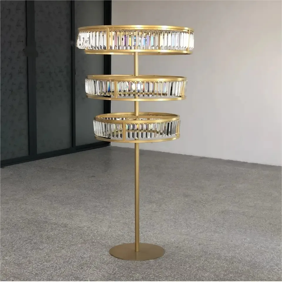 Metal Crystal Flower Rack Wedding Gold Modern Round Tall Artificial Flower Stand Event Table Decoration for Wedding Decorations