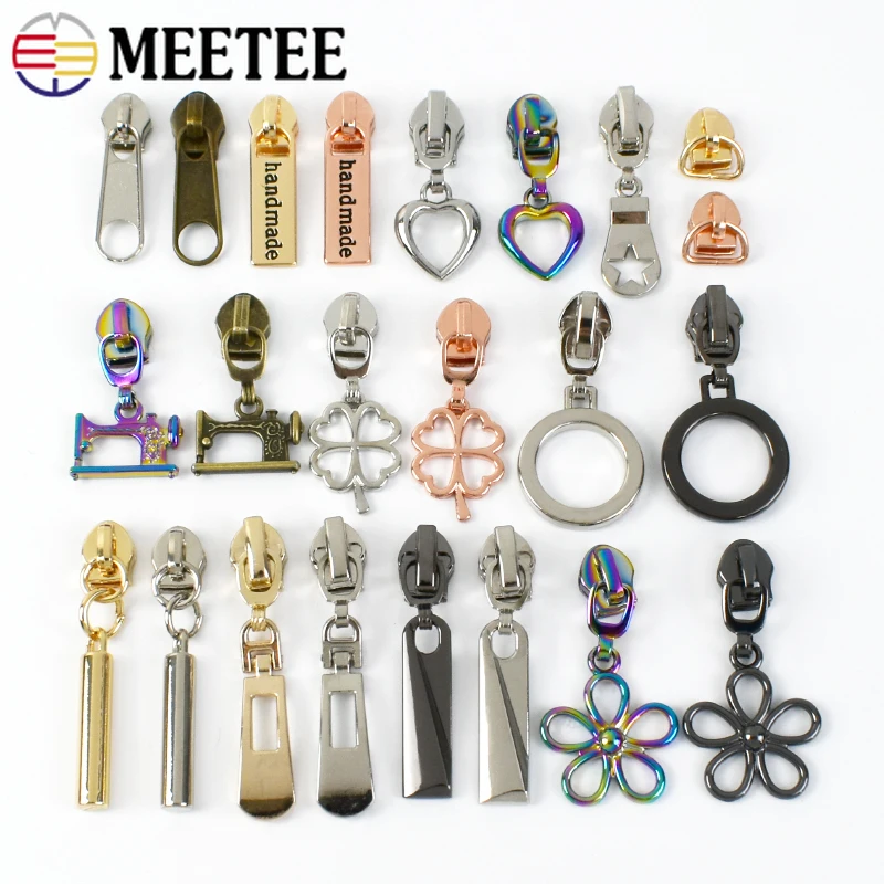 

10/20P 5# Decorative Zipper Sliders for Sewing Jacket Closure Zippers Puller Head Clothing Repair Zip Coil By Meter Accessories
