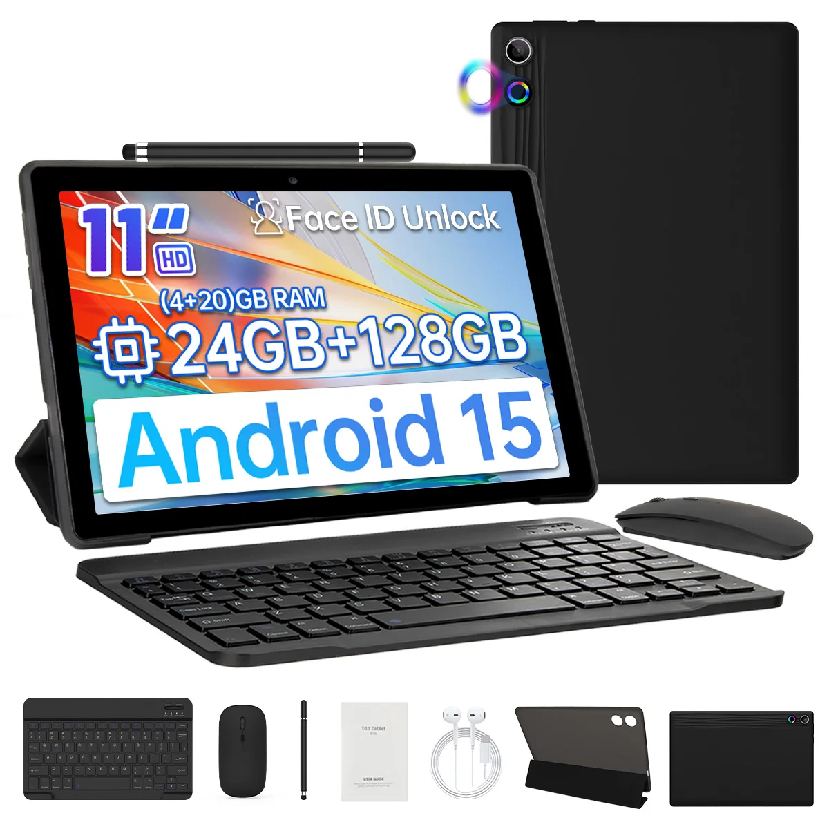 URAO 11 inch tablet Android 24 GB RAM 128 GB ROM 6800 mAh IPS HD touchscreen met toetsenbord beschermhoes muis stylus 8 in 1 kit - afbeelding 2