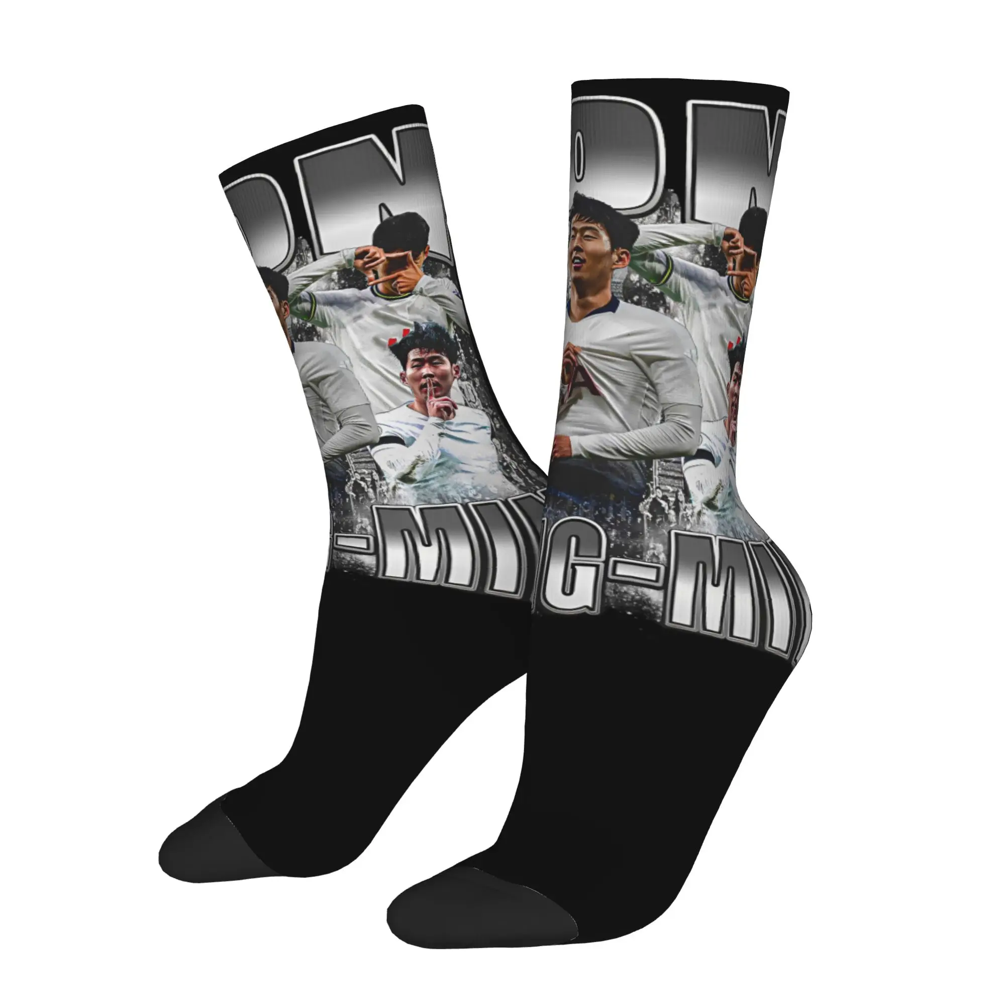 Retro 90s Son Heung-Min Soccer Socks Men Women Polyester Casual Number 7 Socks Spring Summer Autumn Winter Middle Tube Socks
