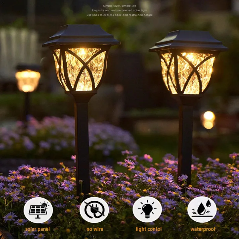 Luces solares para camino al aire libre, luces solares brillantes para patio, impermeables, encendido/apagado automático, luces de jardín para