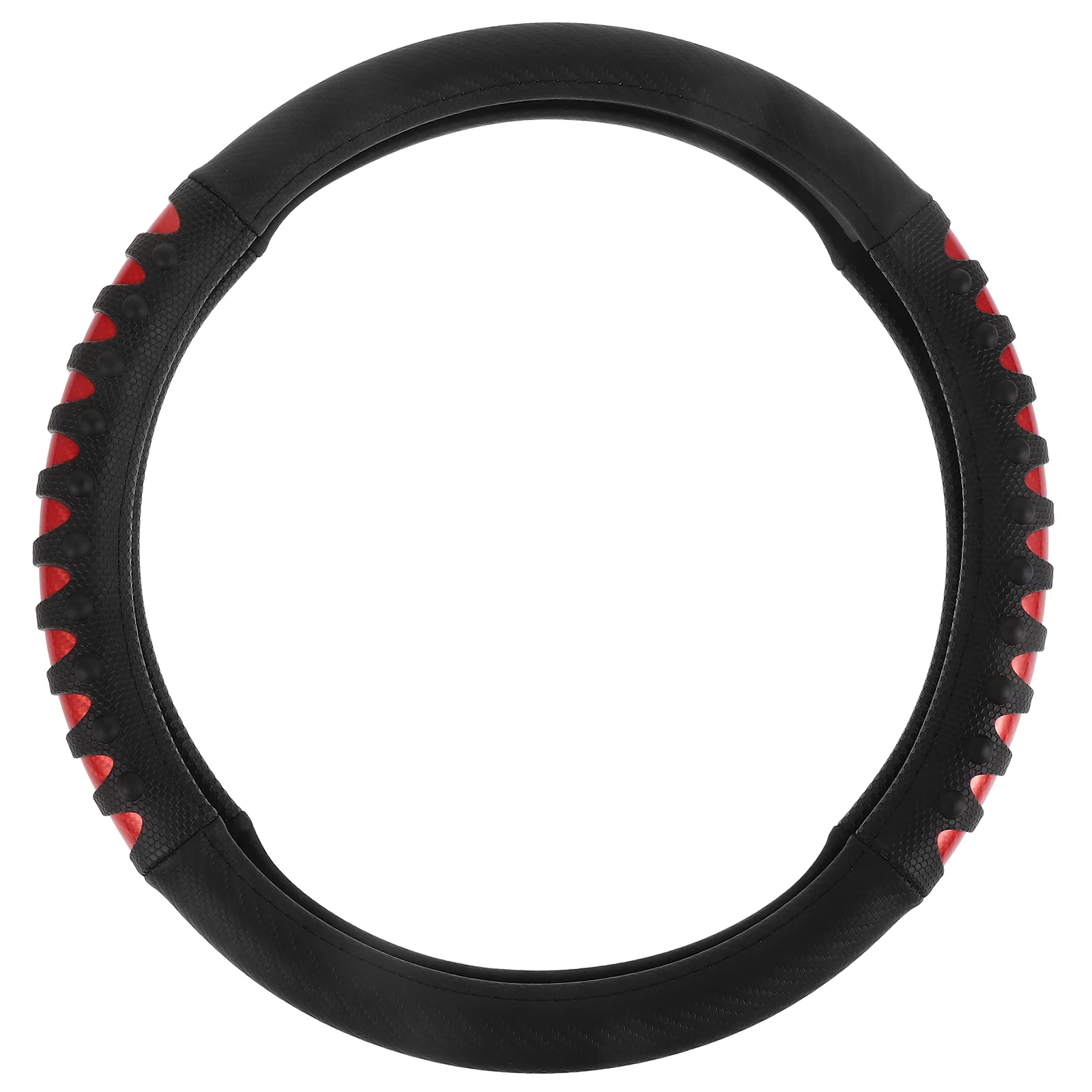 

Car Steering Wheel Cover Fake Carbon Fiber Texture Universal Fit Red Anti Slip Grip All Season Protection For Suv Truck