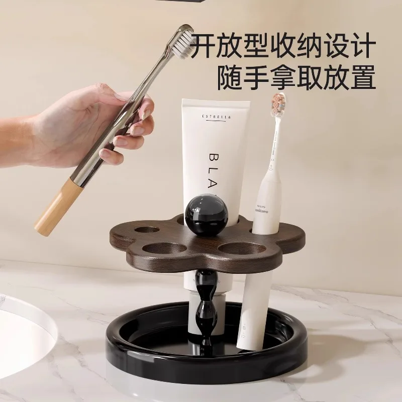 

Wooden Electric Toothbrush Stand Vintage Style Bathroom Storage Organizer