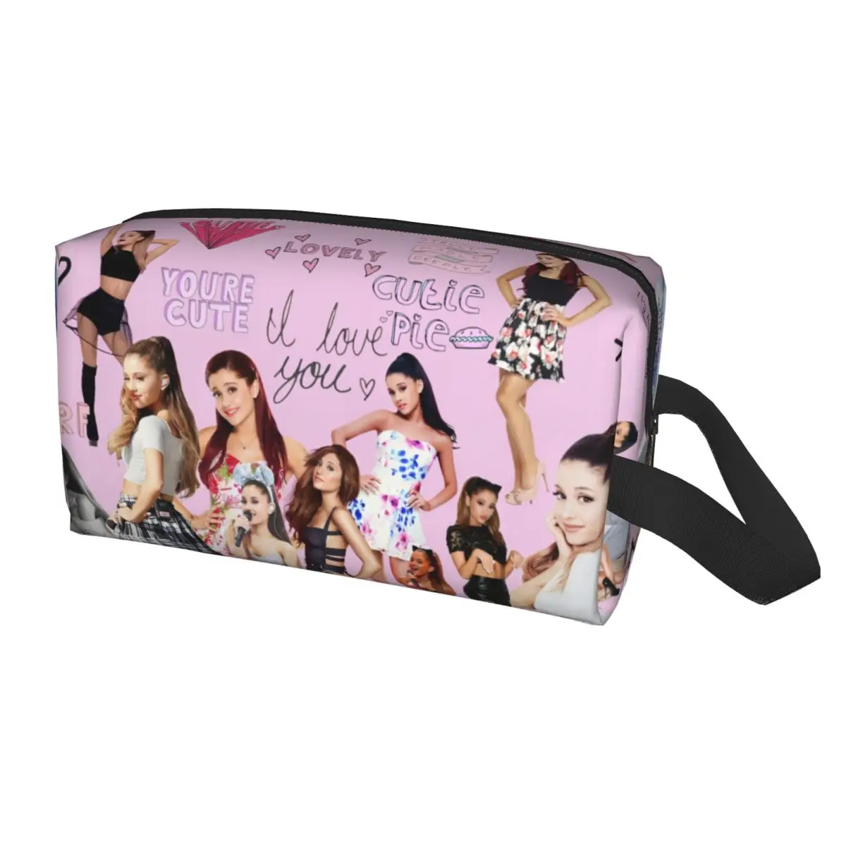 Custom Ariana Grande American Singer Cosmetic Bag Women Cute Big Capacity Pop Music Makeup Case Beauty Storage Toiletry Bags