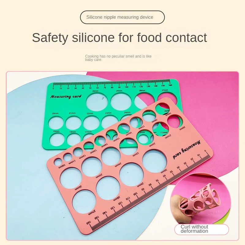 Pacifier Measuring Ruler Non-stick Breast Pump Circle Ruler 18x10cm Silicone Measuring Tools Nipple Diameter Odorless