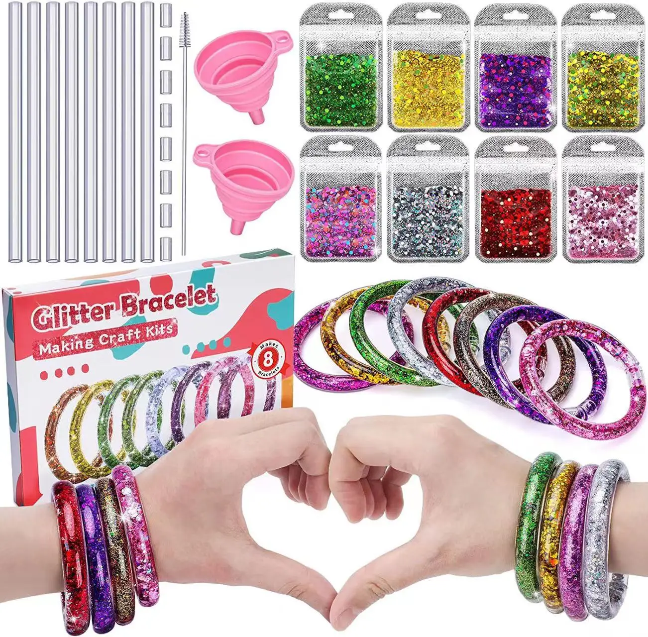 Kit pembuatan Gelang DIY anak perempuan gelang Glitter mainan buatan tangan kreatif gelang hadiah kerajinan tangan membuat kit mainan