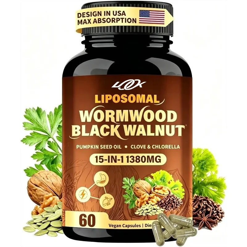 Wormwood Black Lilac Pumpkin Seed Oil Garlic Herbal Health Support 60 Vegetarian Capsules