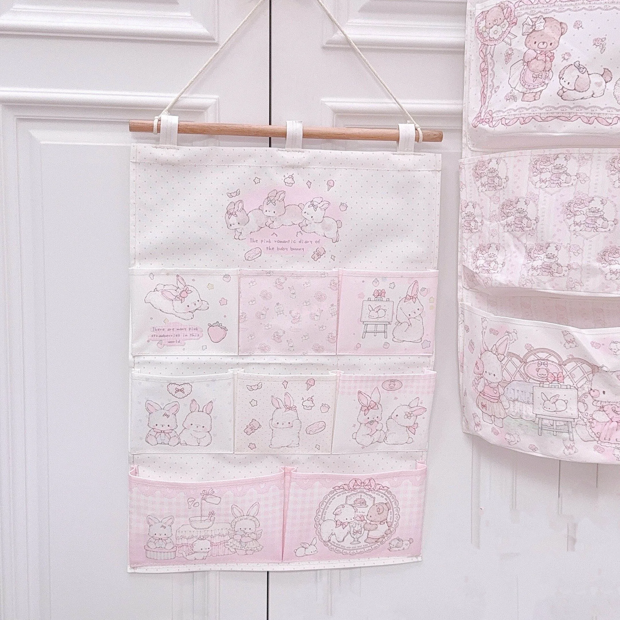 Wandhängende Aufbewahrungstasche Große Aufbewahrungstasche für Wohnheime Rosa Kreative Heimdekoration Küche Wohnzimmer Faltbare Aufbewahrungstasche