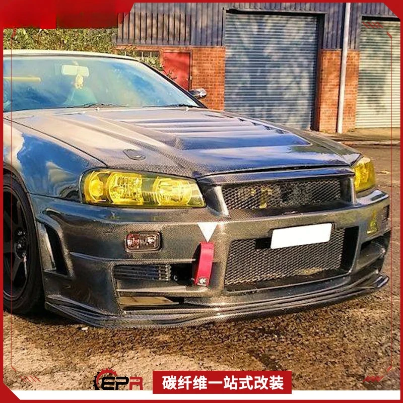 Paragolpes Delantero de Carbono Estilo Z-Tune para Nissan Skyline GT-R R34, Mejora Completa de la Fascia Delantera