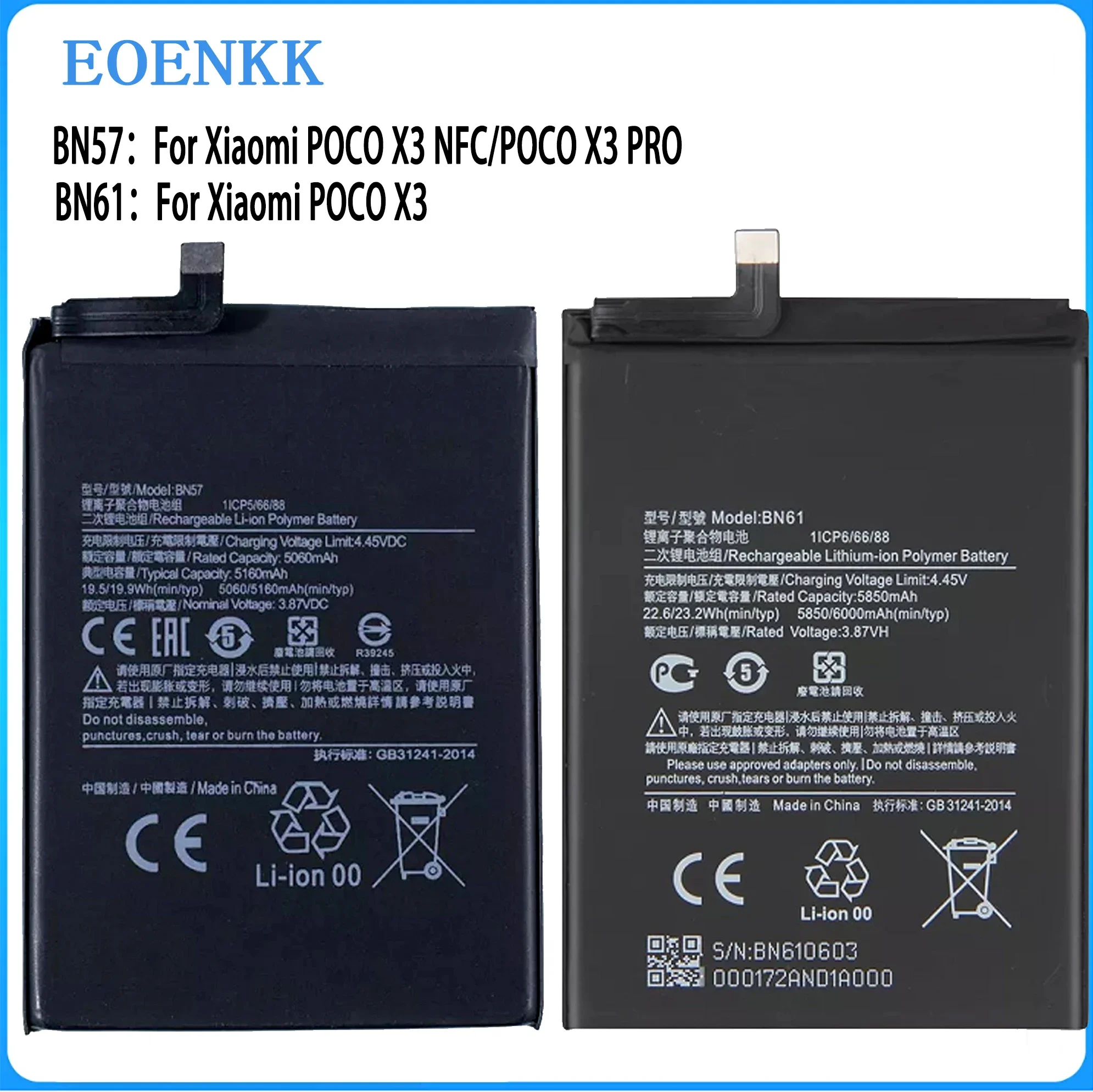 BN57 BN61 Battery For Xiaomi Pocophone Poco X3 Pro X3 NFC PocoX3 high capacity Capacity Mobile Phone Batteries Bateria