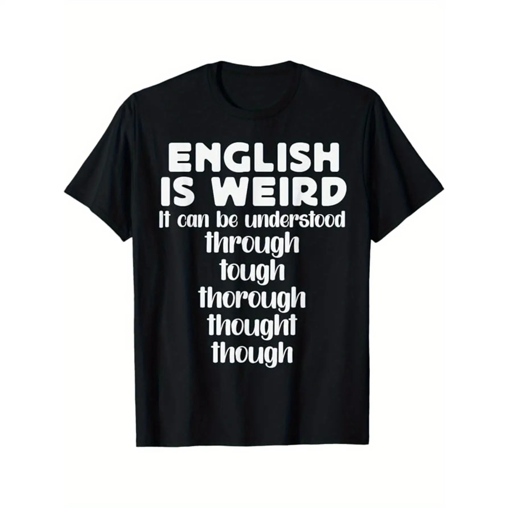 

Unisex English Is Weird T-Shirt Funny Language Humor Graphic Tee Student Teacher Grammar Slogan Casual Top Gift