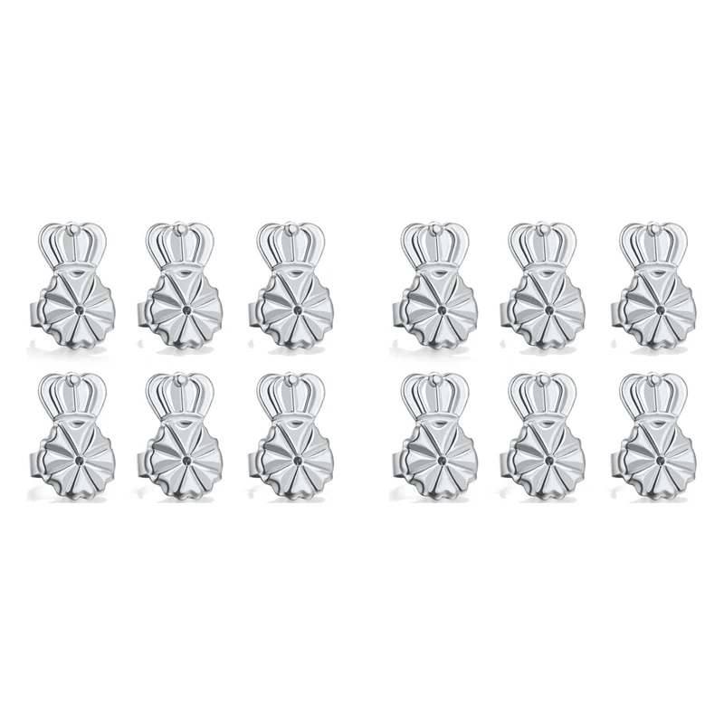 

6-Pairs Earring Backs Lifter For Heavy Earrings, Adjustable Hypoallergenic Secure Earring Backs(Silver Color)