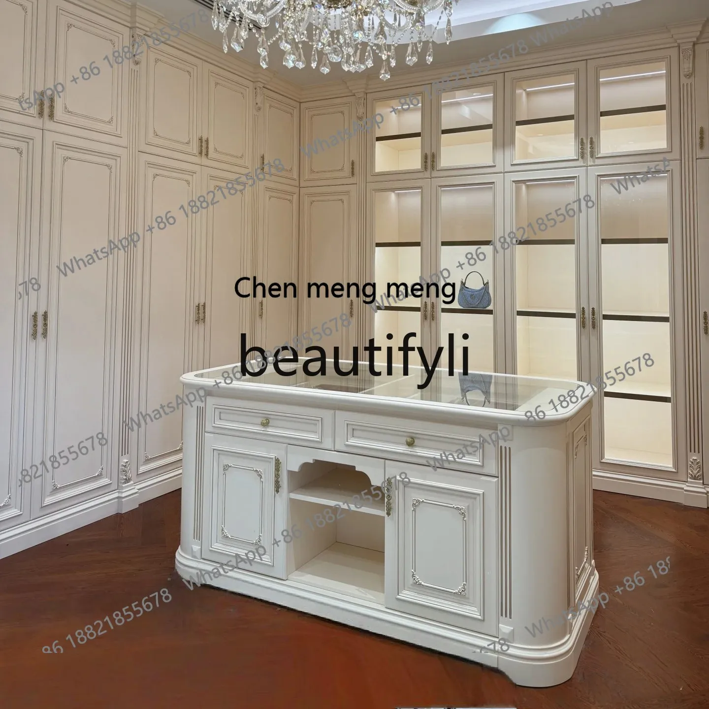 Island Cabinet Ivory White Villa Bedroom Jewelry, Display LockerH