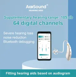 Acosound 32-64 digital channel hearing aids with audiogram programming Bluetooth adjustment for moderate to severe hearing loss