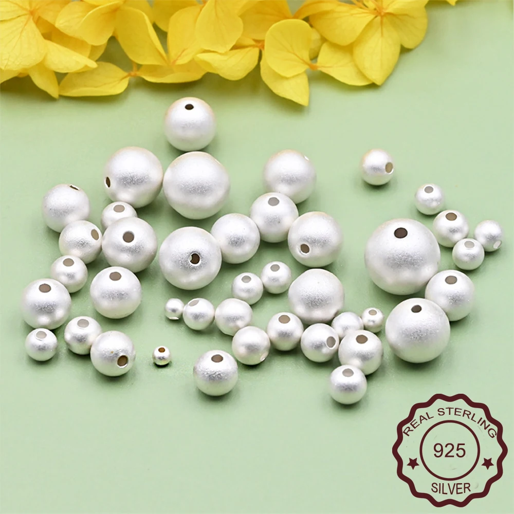 

3-12mm 925 Sterling Silver Loose Beads Frosted Round Ball Bead for Handmade DIY Bracelet Earring Necklace Jewelry Making Crafts