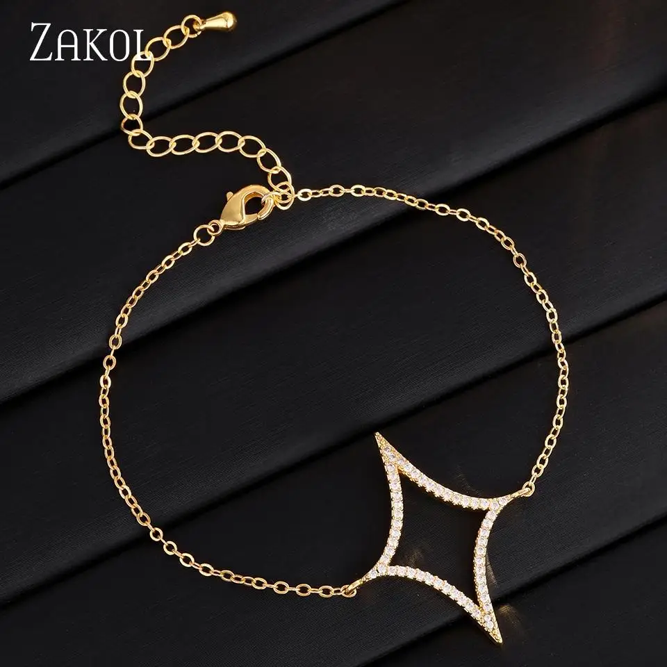 ZAKOL Exquisite Elegant Diamond Shape Micro-set Zircon Bracelet For Women Simple Fashion Party Jewelry Gift Female