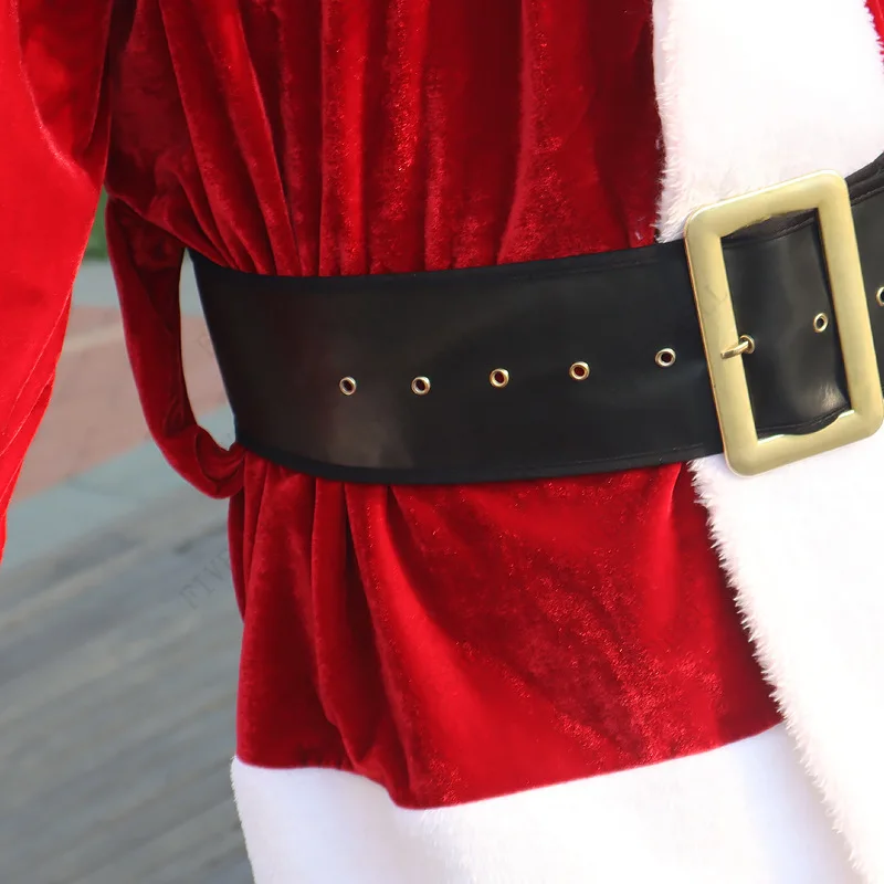 2023 weihnachten Santa claus kostüm Männer hut gürtel bart geschenk tasche stiefel Handschuhe cosplay nette lustige neue stil cosplay Kleidung