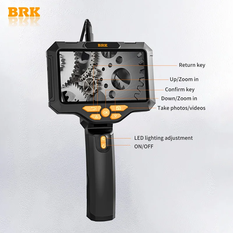 BRK-28 High-Definition Three-Camera Industrial Endoscope with Large LCD Screen for Automotive Repair and Pipeline Inspection