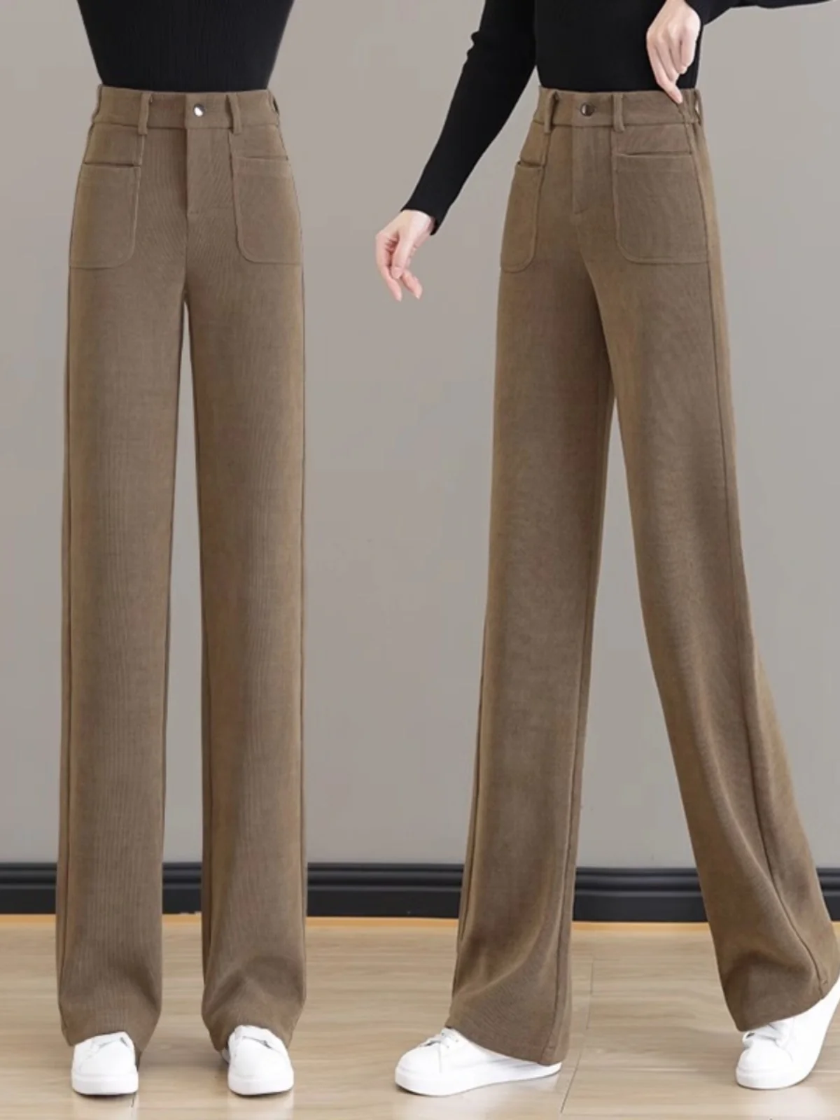 

Вельветовые широкие брюки Cheri, женские весенне-осенние новые повседневные брюки с подкладкой на подкладке, тонкая версия